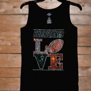 Hurricanes Football LOVE glitter rhinestone tank XS  S M L XL XXL 1X 2X 3X 4X 5X